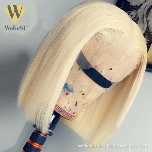Wholesale 1b/613 Virgin Hair Short Bob Wig, Good Quality Brazilian Remy Hair 13*4 Lace Front Bob Wigs 9A 10A Blonde